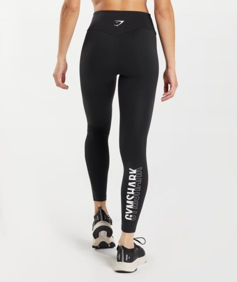 Women's Gymshark Fraction Leggings Black / White | CA 5A1086